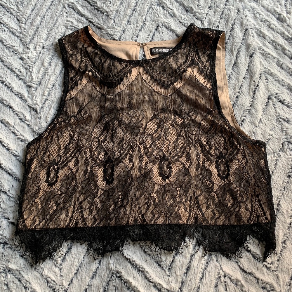 Black-Nude Crop Top
